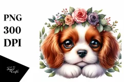 Watercolor Baby Cavalier King Charles Spaniel Clipart Product Image 1
