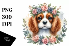 Watercolor Baby Cavalier King Charles Spaniel Clipart Product Image 1