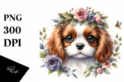 Watercolor Baby Cavalier King Charles Spaniel Clipart Product Image 1