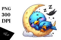cute colorful baby crow moon clipart Product Image 1