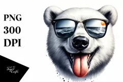 Funny Cute Polar Bear with Sunglasses | Watercolor Clipart Product Image 3