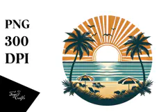 Vintage Tropical Beach Sun Clipart Tshirt, 20 oz Tumbler Product Image 1