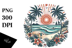 Vintage Tropical Beach Sun, 20 oz Tumbler Product Image 1