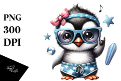 Cute Baby Penguin Rocker Beach PNG Product Image 1
