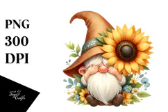 Cute Gnome with Sunflower, High-Res PNG Product Image 1