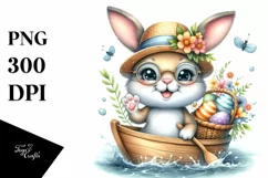 Paddling Easter Bunny Egg Flower, Clipart |T-shirt, Mug PNG Product Image 8