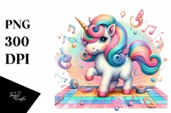 Baby Unicorn on Dance Floor, PNG Product Image 1