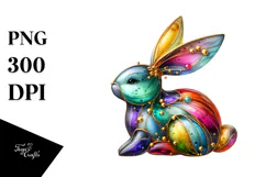Colorful Bunny with Golden Insertions PNG Product Image 1