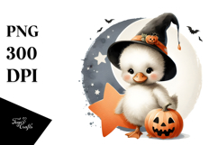 Cute Baby Swan in Halloween Costume, Vintage Art Product Image 1