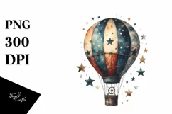 Vintage Dirty Hot Air Balloon with Stars | Watercolor Product Image 3