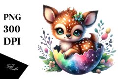 Colorful Sitting Baby Deer Watercolor Clipart Product Image 3