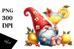 Gnome with Cocktails and Lemon PNG Product Image 1