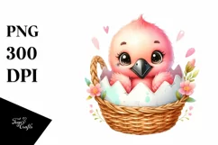 Colorful Baby Flamingo Egg Basket | Sublimation | Clipart Product Image 1