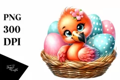Cute Colorful Baby Flamingo in Egg Basket Product Image 3