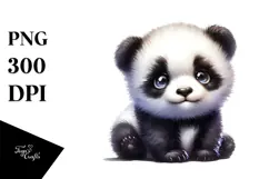 Digital Watercolor Baby Panda PNG Product Image 1