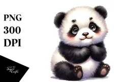 Digital Watercolor Baby Panda PNG Product Image 1