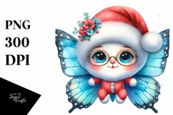 Expressive Baby Butterfly PNG with Santa Hat Product Image 3