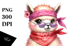 Funny Llama Chick with Bandana PNG Product Image 1