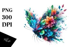 Vibrant Butterfly with Flowers PNG Product Image 1