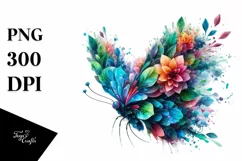 Vibrant Butterfly with Flowers PNG Product Image 1