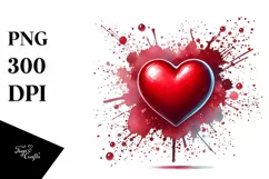 Red Glossy Heart, Digital Painting PNG Product Image 1