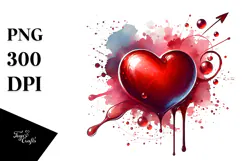 Red Heart on Splashy Background PNG Product Image 1