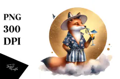 Stylish Fox in Beachwear, PNG Product Image 1