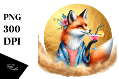 Hip Fox with Cocktail, PNG Product Image 1