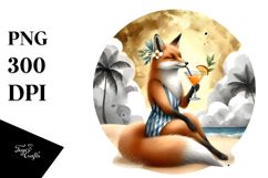 Cool Fox Having Cocktail, PNG Product Image 1