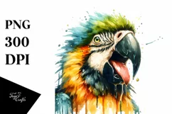 Funny Cute Macaw with Tongue Out | Watercolor Clipart Product Image 1