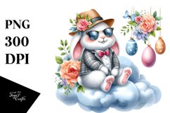 Bunny with Straw Hat and Sunglasses PNG Product Image 1