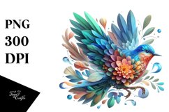 Vibrant Bird with Flowers PNG Product Image 3