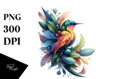 Vibrant Bird with Flowers PNG Product Image 1