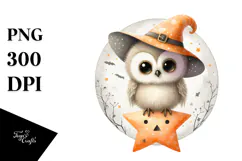 Cute Baby Owl on Star, Transparent PNG Product Image 1