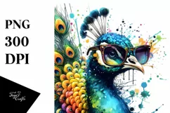 Colorful Quirky Peacock Art Clipart Product Image 3