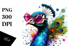 Colorful Quirky Peacock Art Clipart Product Image 1