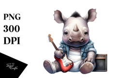 Cute Baby Rhino with Rocker Look, High-Res PNG Product Image 1