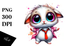 Cute Baby Rabbit Dancing Awkwardly, Colorful PNG Product Image 1