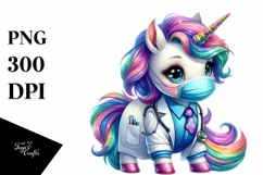 Baby Unicorn in Lab Coat, PNG Product Image 1