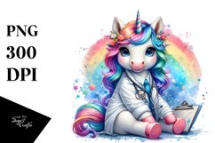 Baby Unicorn in Lab Coat, PNG Product Image 3