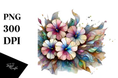 Abstract Pastel Wooden Stained Petunia, PNG Product Image 1