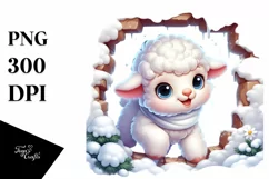Cute Baby Lamb Dressed for Winter PNG Product Image 1