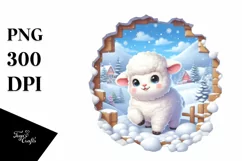 Cute Baby Lamb Dressed for Winter PNG Product Image 1