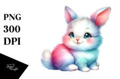 Colorful Baby Rabbit | Sublimation | Clipart Product Image 1