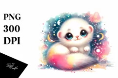 Colorful Baby Ermine Moon Stars | Sublimation | Clipart Product Image 3