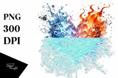 Washed Watercolor Fire and Ice Heart PNG Product Image 1