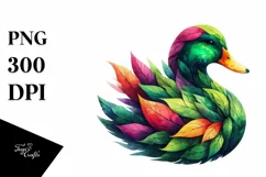 Vibrant Duck with Plant Leaves PNG Product Image 3