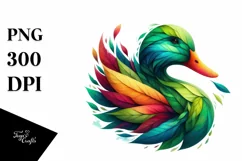 Vibrant Duck with Plant Leaves PNG Product Image 1