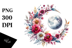 Vibrant Watercolor Boho Moon | Sublimation | Clipart Product Image 1
