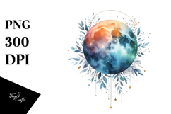 Vibrant Watercolor Abstract Moon | Sublimation | Clipart Product Image 1